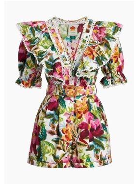 FARM Rio Painted Flowers Romper SM—NWT